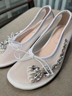 NWT Simone Rocha Bridal Capsule Embellished Flower Ballerina Heels